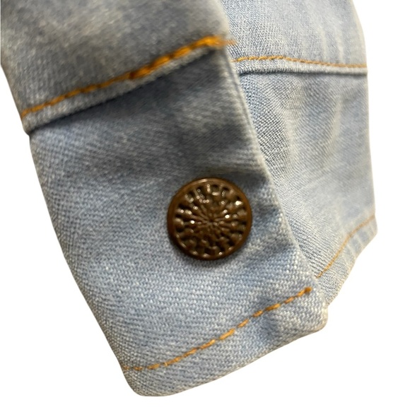 Vintage Hand Embroidered Denim Shirt Jacket Size Large Estimated - Picture 8 of 12